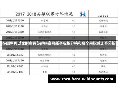 在哪里可以实时查看英超联赛最新赛况积分榜和最全最权威比赛分析